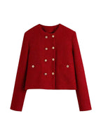 Double Breasted Round Neck Suit Jacket | Celeste Collection