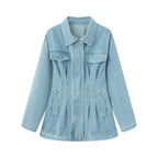 Lapel Waist Denim Jacket and Trousers