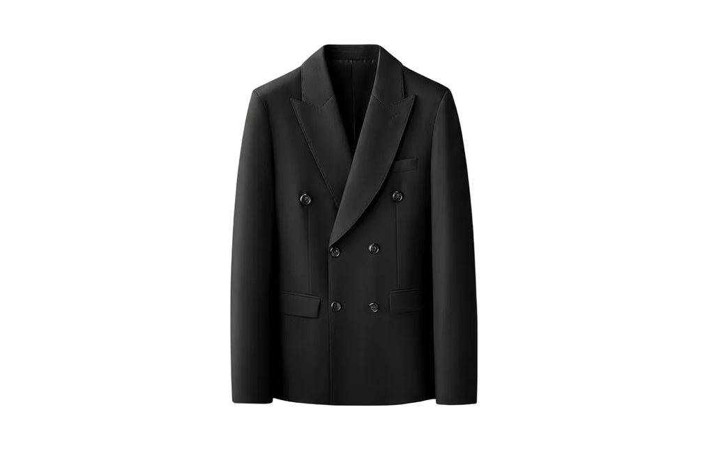 Double-Breasted Slim Suit Jacket | Noir Essence Collection
