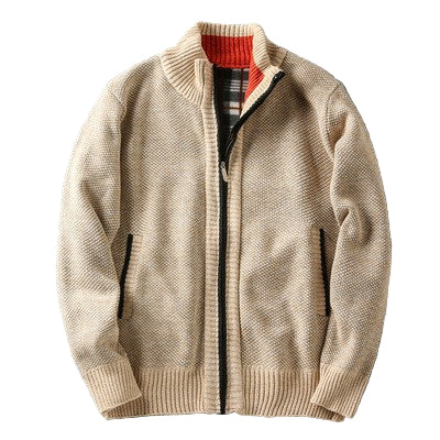 Fleece Lined Half Turtleneck Cardigan | Noir Essence Collection