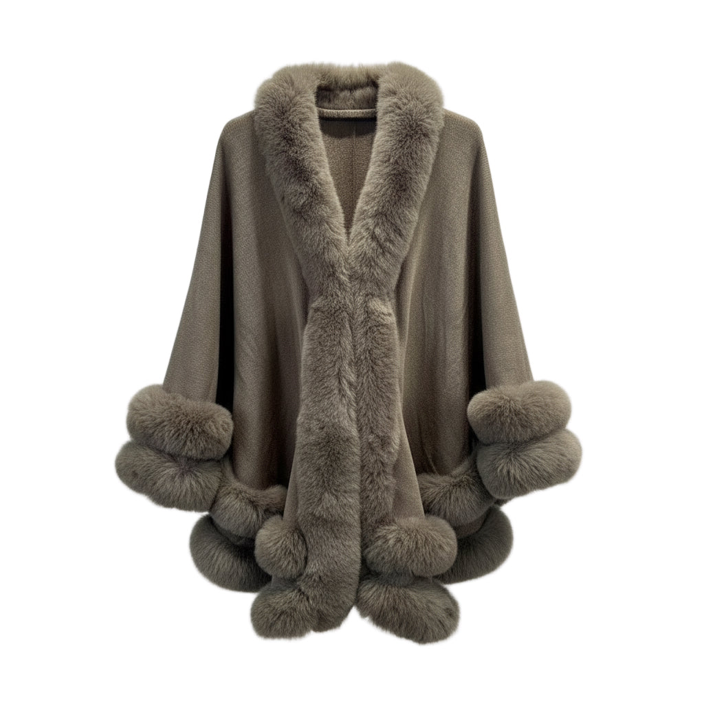 Nora Fur Collar Cape Coat | Celeste Collection