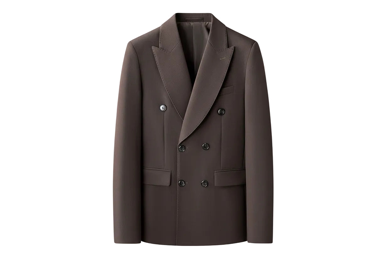 Double-Breasted Slim Suit Jacket | Noir Essence Collection