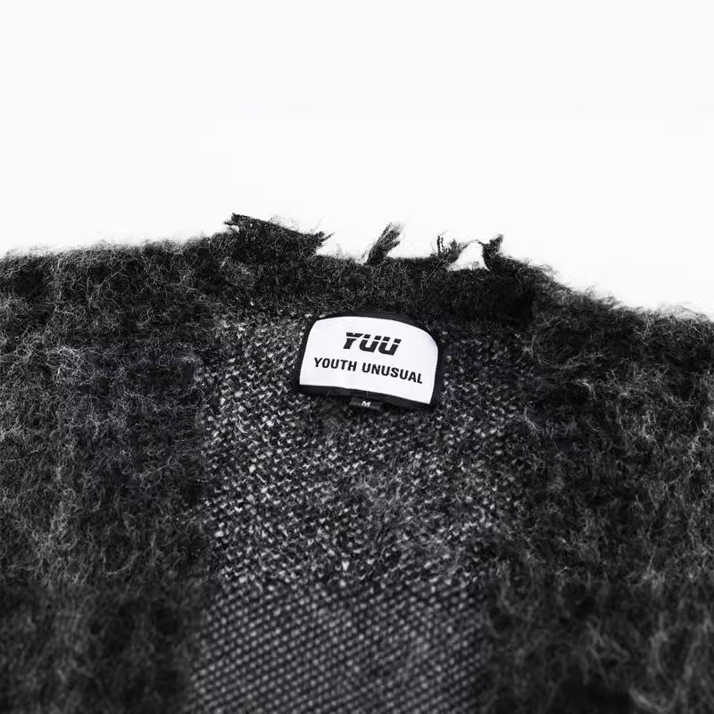 Retro Jacquard Cardigan | Celeste & Noir Essence Collection