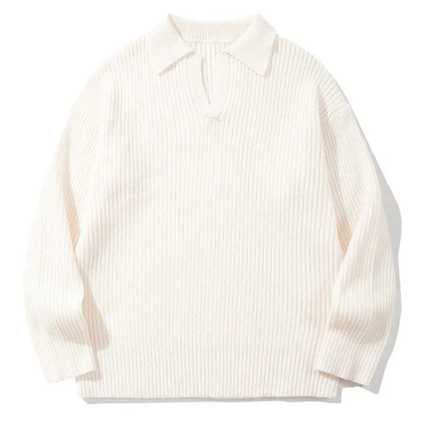 Jacquard Polo Collar Knit Sweater | Noir Essence Collection