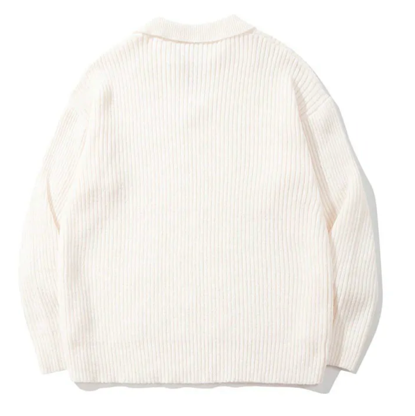 Jacquard Polo Collar Knit Sweater | Noir Essence Collection