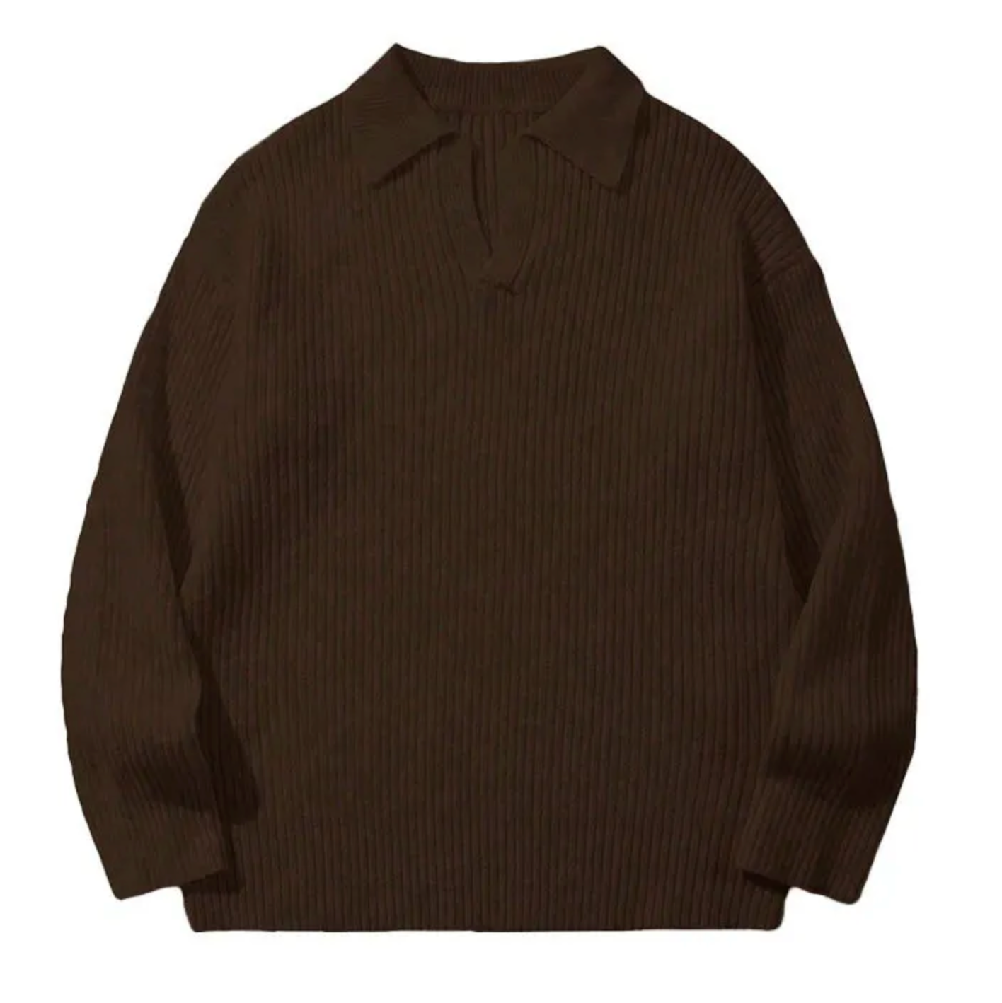 Jacquard Polo Collar Knit Sweater | Noir Essence Collection