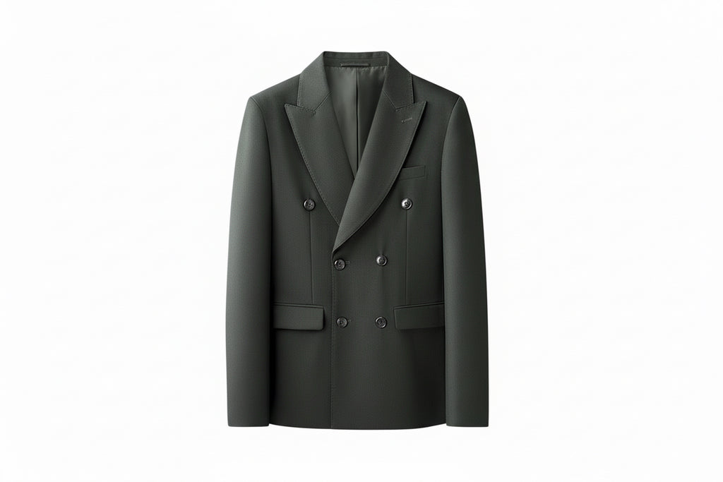 Double-Breasted Slim Suit Jacket | Noir Essence Collection