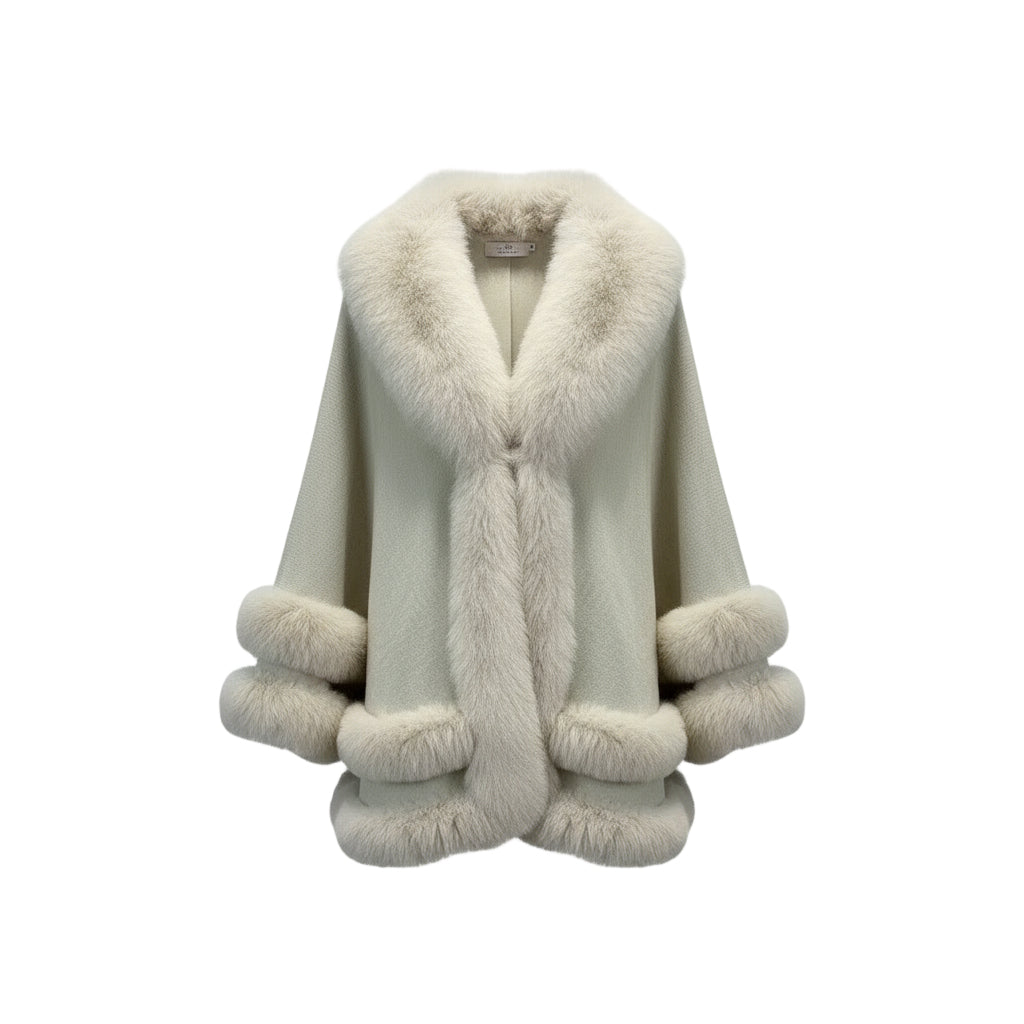 Nora Fur Collar Cape Coat | Celeste Collection