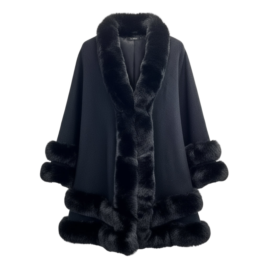 Nora Fur Collar Cape Coat | Celeste Collection