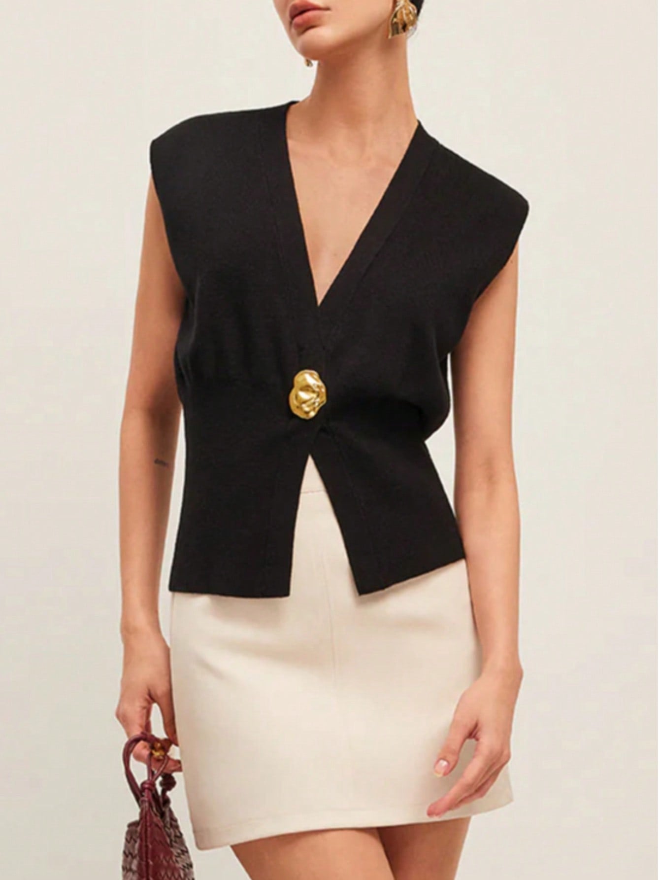 Orlena Gold Knit Vest |  Celeste Collection
