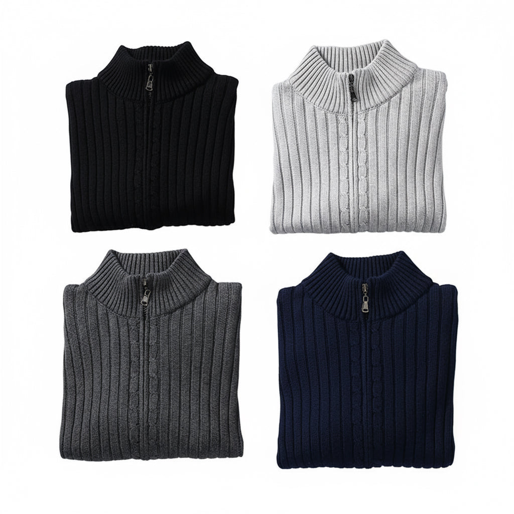 Soren Zipped Sweater | Noir Essence Collection
