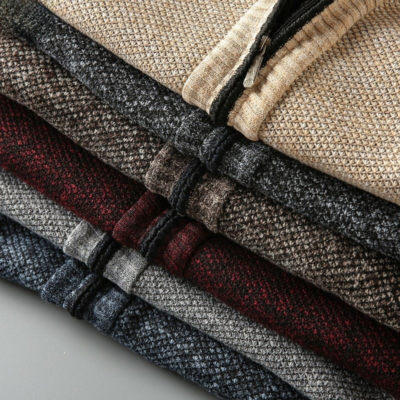 Fleece Lined Half Turtleneck Cardigan | Noir Essence Collection