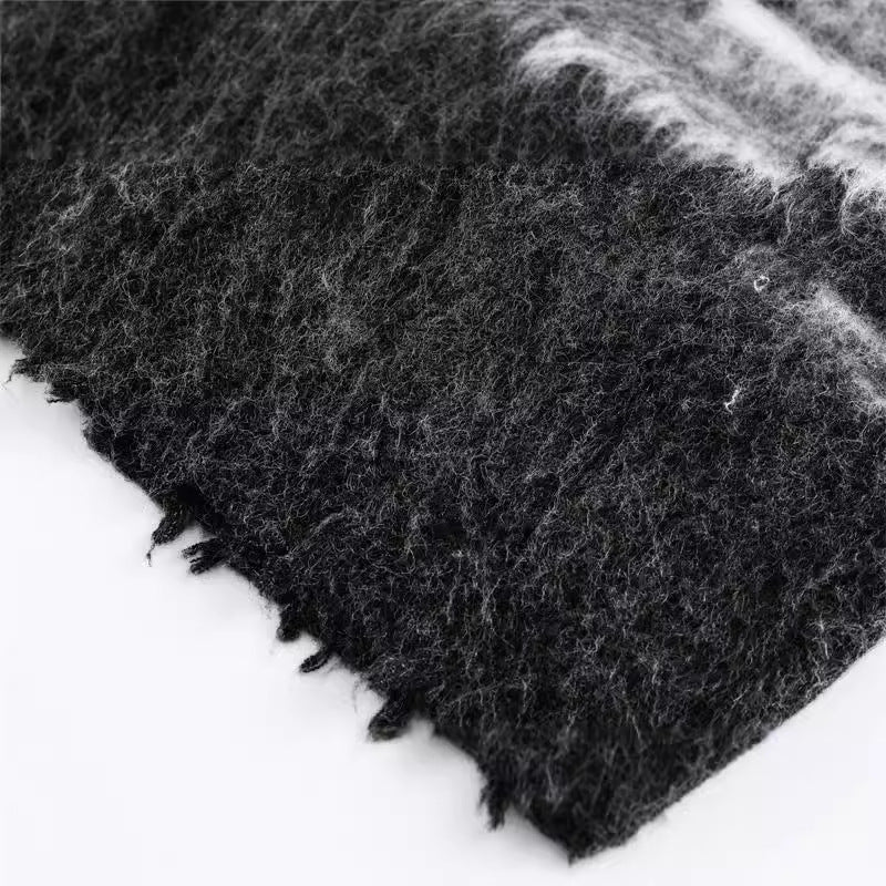 Retro Jacquard Cardigan | Celeste & Noir Essence Collection