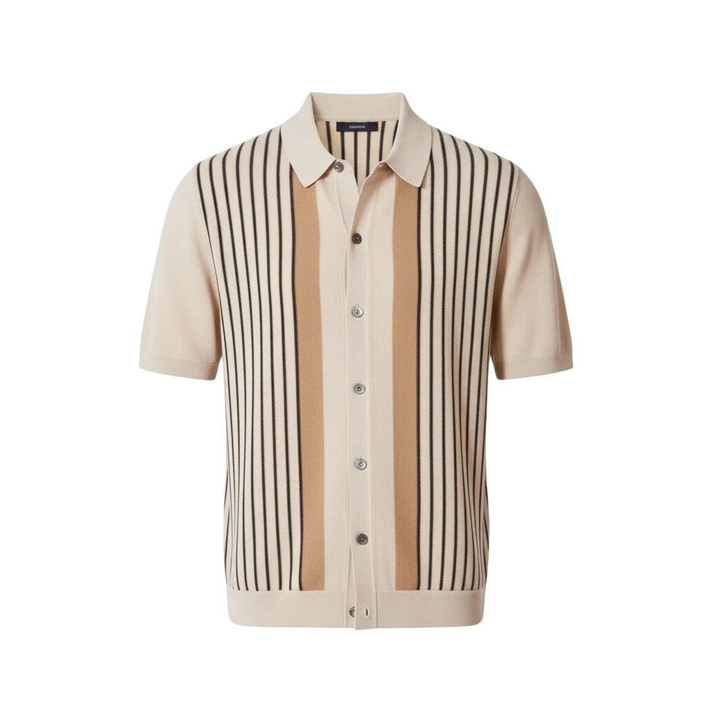 Ice Silk Striped Polo Shirt | Noir Essence Collection